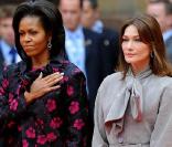 Carla Bruni-Sarkozy a accueilli son homologue Michelle Obama lors de son arrivée à Strasbourg
