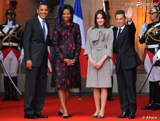 Barack Obama et sa femme Michelle, Carla Bruni et son mari Nicolas Sarkozy