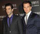 Zachary Quinto et Chris Pine, lors du photocall du film 