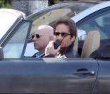 David Duchovny sur le tournage de Californication, le 16/04/09. Ici avec Evan Handler<br />