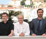 Steve Evets, Ken Loach et Eric Cantona lors du photocall de 