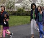 Michelle Obama avec ses filles Sasha et Malia