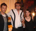 Les artistes Renan Luce, Emilie Loizeau, Christophe Maé et Christophe Willem à la conférence de presse des Victoires de la Musique 2008