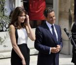 Nicolas Sarkozy et Carla Bruni, à L'Elysée après avoir assisté au défilé du 14 juillet. 14/07/07