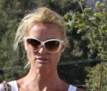 Nicollette Sheridan fait du shopping à Malibu en compagnie de son chien le 1er août 2009