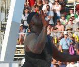 Shaquille O'neal a un match de beachvolley (Los Angeles, 9 août 2009)