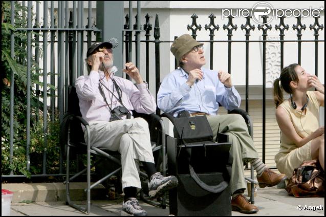 WoodyAllen sur le tournage de son film à Londres le 24 août 2009