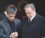 Roger Hanin et Anthony Dupray Obsèques de Filip Nikolic, le 24 septembre 2009.