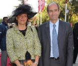 Eric Woerth et son épouse au Qatar Prix de l'Arc de triomphe, le 4 octobre 2009.
