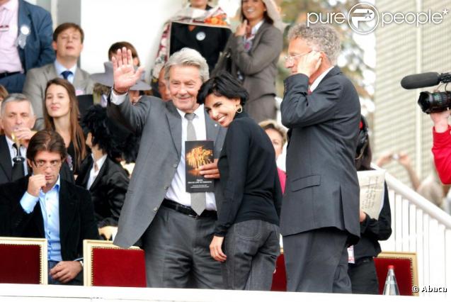 Rachida Dati, Alain Delon et Nelson Monfort au Qatar Prix de l'Arc de triomphe. 04/10/09
