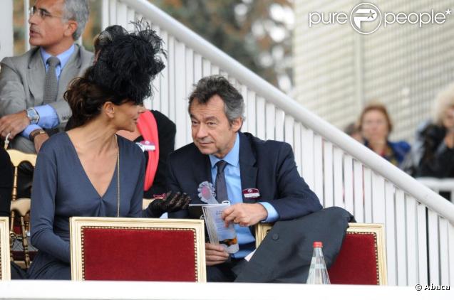 Michel Denisot et Tasha de Vasconcelos  au Qatar Prix de l'Arc de triomphe. 04/10/09