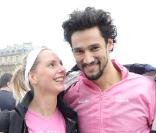 Frédérique Bel et son compagnon Stany Coppet lors de la course Odyssea au profit de la lutte contre le cancer du sein sur l'esplanade du château de Vincennes le 4 octobre 2009