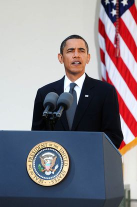  Barack Obama, lors de la conférence de presse suivant l'annonce de son Prix Nobel de la Paix, à Washington, le 9 octobre 2009 ! 