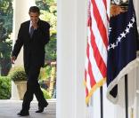  Barack Obama, lors de la conférence de presse suivant l'annonce de son Prix Nobel de la Paix, à Washington, le 9 octobre 2009 ! 