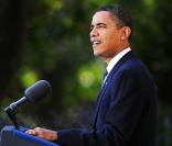  Barack Obama, lors de la conférence de presse suivant l'annonce de son Prix Nobel de la Paix, à Washington, le 9 octobre 2009 ! 