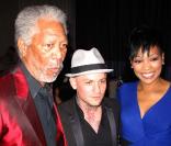 Morgan Freeman, Benji Madden et Monica aux Noble Awards le 18 octobre 2009.