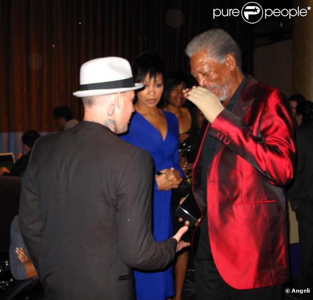 Benji Madden, Monica et Morgan Freeman aux Noble Awards le 18 octobre 2009.