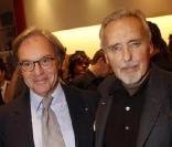 Diego Della Valle et Dennis Hopper, à l'occasion de la signature du livre de Dennis Hopper -  Photographs 1961/1967  - et de la présentation des chaussures customisées par la star, dans la boutique Hogan, à Paris, le 22 octobre 2009 !