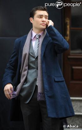 Ed Westwick sur le tournage de Gossip Girl, le 9 novembre 2009