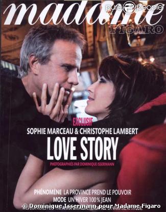 Sophie Marceau et Christophe Lambert en couverture de Madame Figaro, en kiosque le 14 novembre 2009