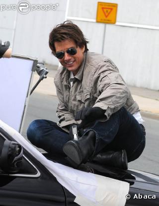 Tom Cruise lors du tournage de  Knight and Day , à Boston, au début du mois de novembre 2009.