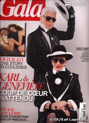 La couverture de Gala avec Karl Lagerfeld et Geneviève de Fontenay