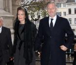 La Princesse Mathilde et son mari le Prince Philippe de Belgique aux obsèques du Prince Alexandre de Belgique