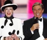 Geneviève de Fontenay et Jean-Pierre Foucault lors de l'élection Miss France 2010 le 5 décembre 2009