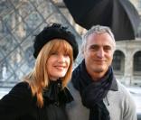 Michelle Stafford avec David Ginola sur le tournage des Feux de L'amour à Paris en octobre 2008 