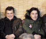 Juliette Binoche, Patrick Pelloux, Yvan Attal et laurent Baffie dégustent une galette avec les sans papiers, dans le VIe arrondissement de Paris. 6/01/2010