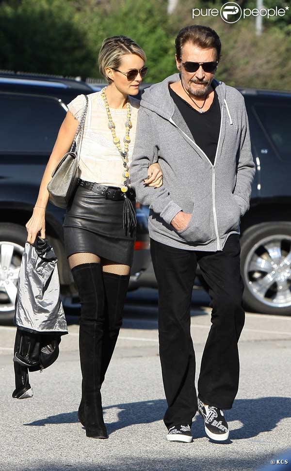 Johnny Hallyday et sa femme Laetitia, le 13 janvier 2010 