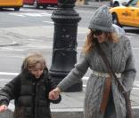 Sarah Jessica Parker et son fiston James à New York, le 19 janvier 2010