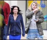 Courteney Cox et Busy Phillips sur le tournage de la série Cougar Town, à Los Angeles. 21/01/2010
