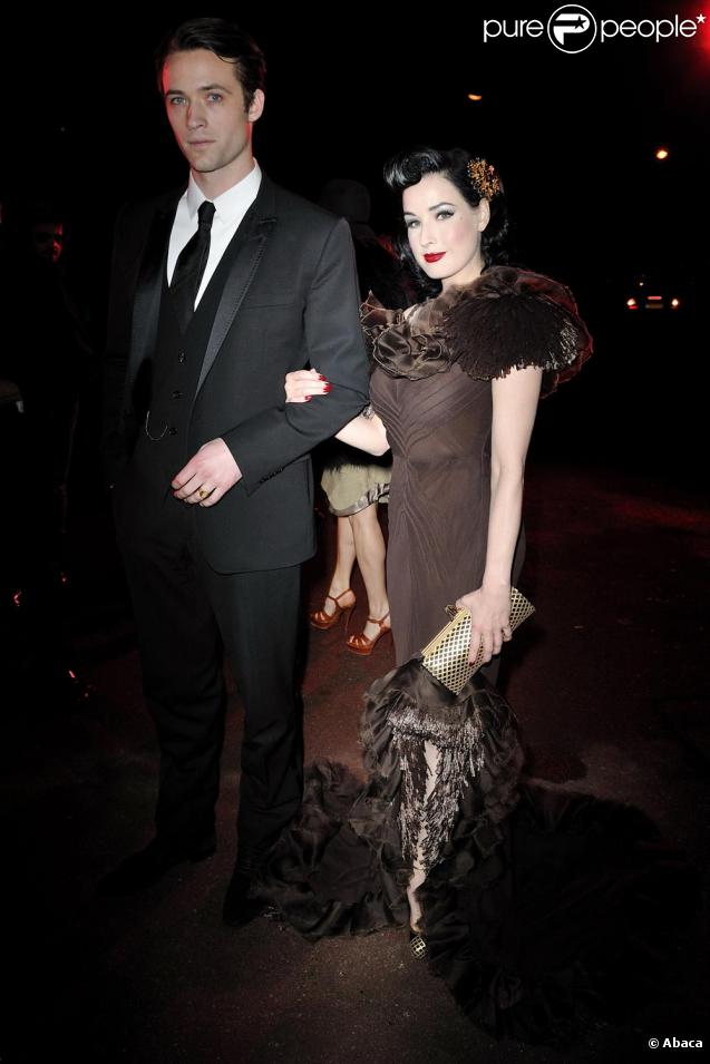 Dita Von Teese et Louis Marie de Castelbajac au 8e dîner de la mode le 28 janvier 2010