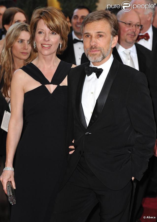 Christoph Waltz et son épouse, à l'occasion du tapis rouge de la 82e cérémonie des Oscars, au Kodak Theatre de Los Angeles, le 7 mars 2010.