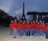 lors du départ de La Course du Coeur à Paris le 18 mars