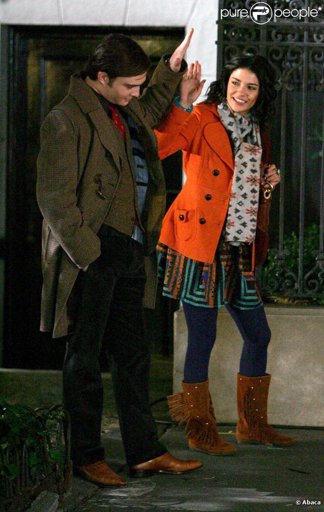 Ed Westwick et Jessica Szohr sur le tournage de Gossip Girl