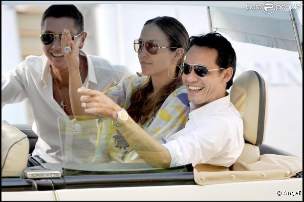Jennifer Lopez et Marc Anthony sur leur bateau en 2009 
