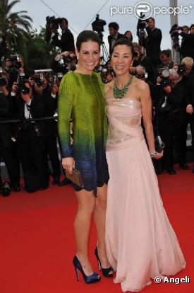 Evangeline Lilly et Michelle Yeoh lors de la montée des marches de Cannes. Le 15 mai 2010.