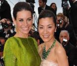 Evangeline Lilly et Michelle Yeoh lors de la montée des marches de Cannes. Le 15 mai 2010.