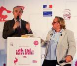 Frédéric Mitterrand, Gérard Depardieu, Guillaume Pépy et Chloé Delaume lors du lancement de l'opération Passe-Livres depuis la gare Montparnasse à Paris le 26 mai 2010