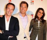 Stephane Rotenberg, Michael Weathely et Karine Ferri à la soirée de la télévision au Showcase à Paris. Le 15 juin 2010
