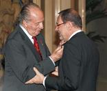 Juan Carlos et Javier Solana au Palais Zarzuela à Madrid. Le 15 juin 2010