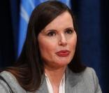 Geena Davis, lors d\'une conférence de Presse sur l\'égalité des sexes et l\'émancipation de la femme, le 28 juin 2010.