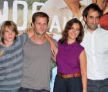 Steve Le Roy, Nicolas Duvauchelle, la belle Vahina Giocante et Manuel Pradal, à l'occasion de l'avant-première de  La blonde aux seins nus , qui s'est tenue à l'UGC Ciné-Cité des Halles, le 19 juillet 2010.