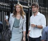 Katie Cassidy et Chace Crawford sur le tournage de Gossip Girl, le 26 juillet 2010