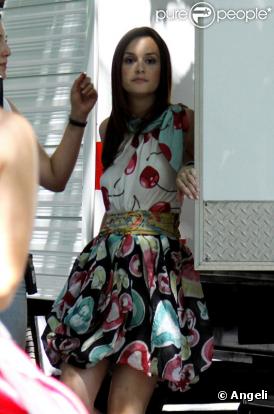 Leighton Meester sur le tournage de Gossip Girl, le 26 juillet 2010