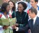 Nicolas Sarkozy, Roselyne Bachelot et Rama Yade ont reçu l'équipe de France d'athlétisme à l'Elysée, à Paris, le 3 août 2010.