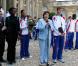 Nicolas Sarkozy, Roselyne Bachelot et Rama Yade ont reçu l'équipe de France d'athlétisme à l'Elysée, à Paris, le 3 août 2010.