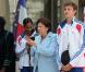 Nicolas Sarkozy, Roselyne Bachelot et Rama Yade ont reçu l'équipe de France d'athlétisme à l'Elysée, à Paris, le 3 août 2010.